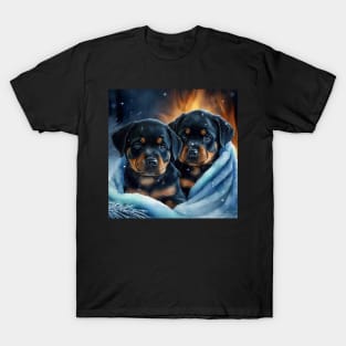 Rottweiler Puppies In Snow T-Shirt